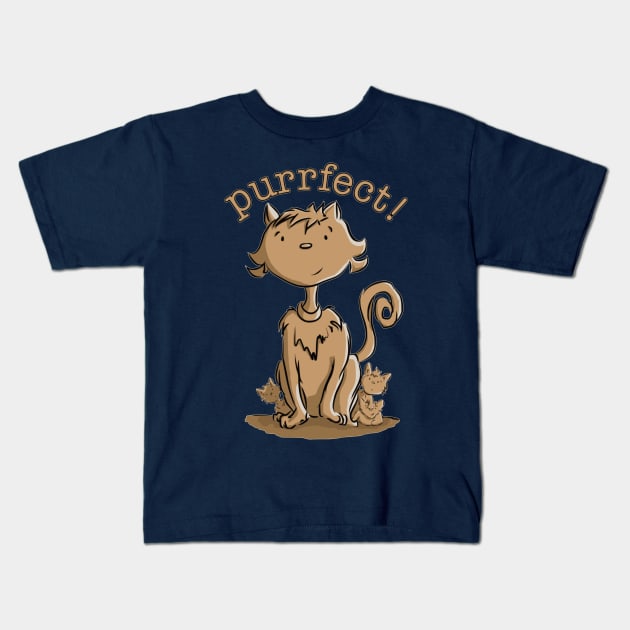 Purrfect Mommy Cat and Kittens Kids T-Shirt by brodyquixote